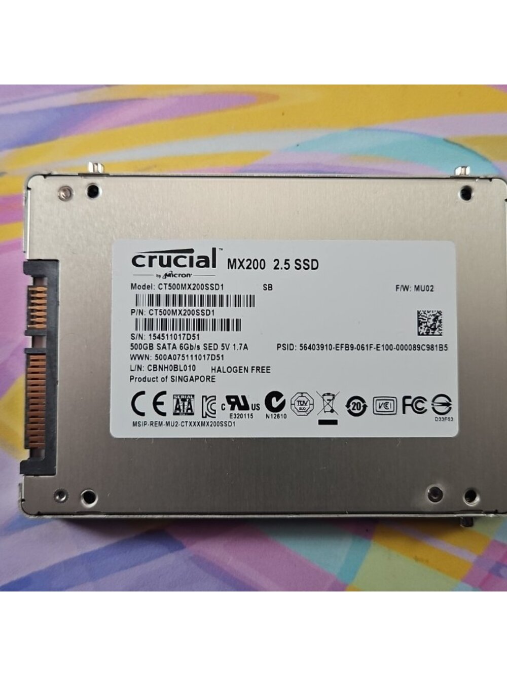 Crucial MX200 500GB SATA 2.5 SSD Drive CT500MX200SSD1 - Picture 2 of 2